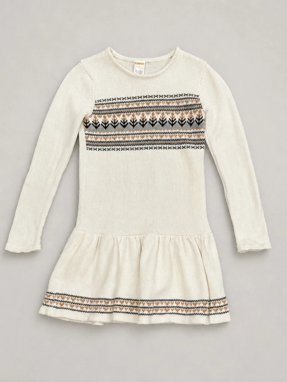 Gymboree Cream Knit Long-Sleeve Dress with Fair Isle Accents